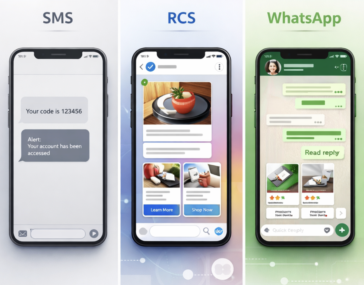 SMS vs RCS vs WhatsApp: Which Messaging Channel Is Right for Your Business in 2026?